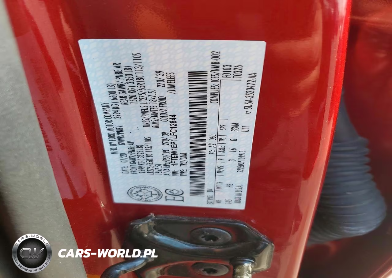 2020 Ford F150 Supercrew VIN:1FTEW1EP1LFC12844 - 12
