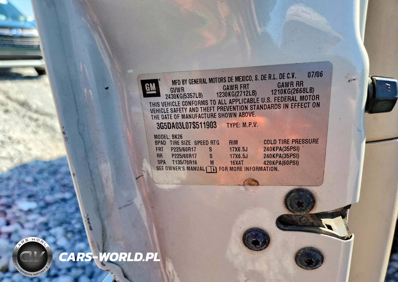 2007 Buick Rendezvous Cx VIN:3G5DA03L07S511903 - 13