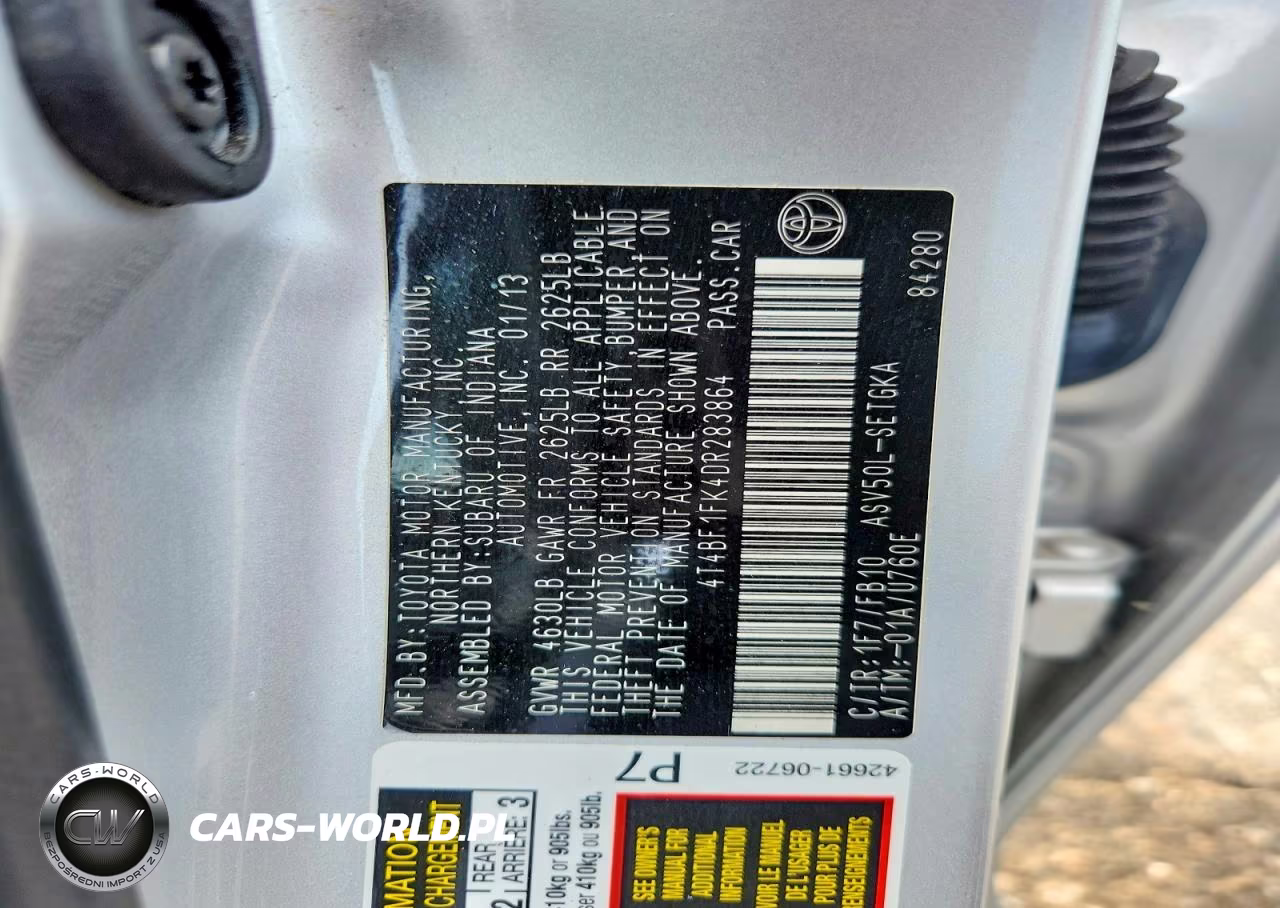 2013 Toyota Camry Xle VIN:4T4BF1FK4DR283864 - 12