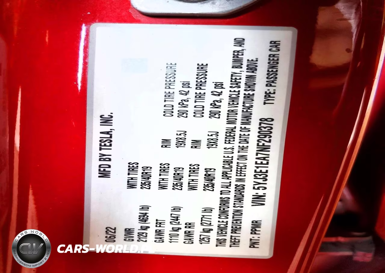2022 Tesla Model 3 VIN:5YJ3E1EA7NF290378 - 12
