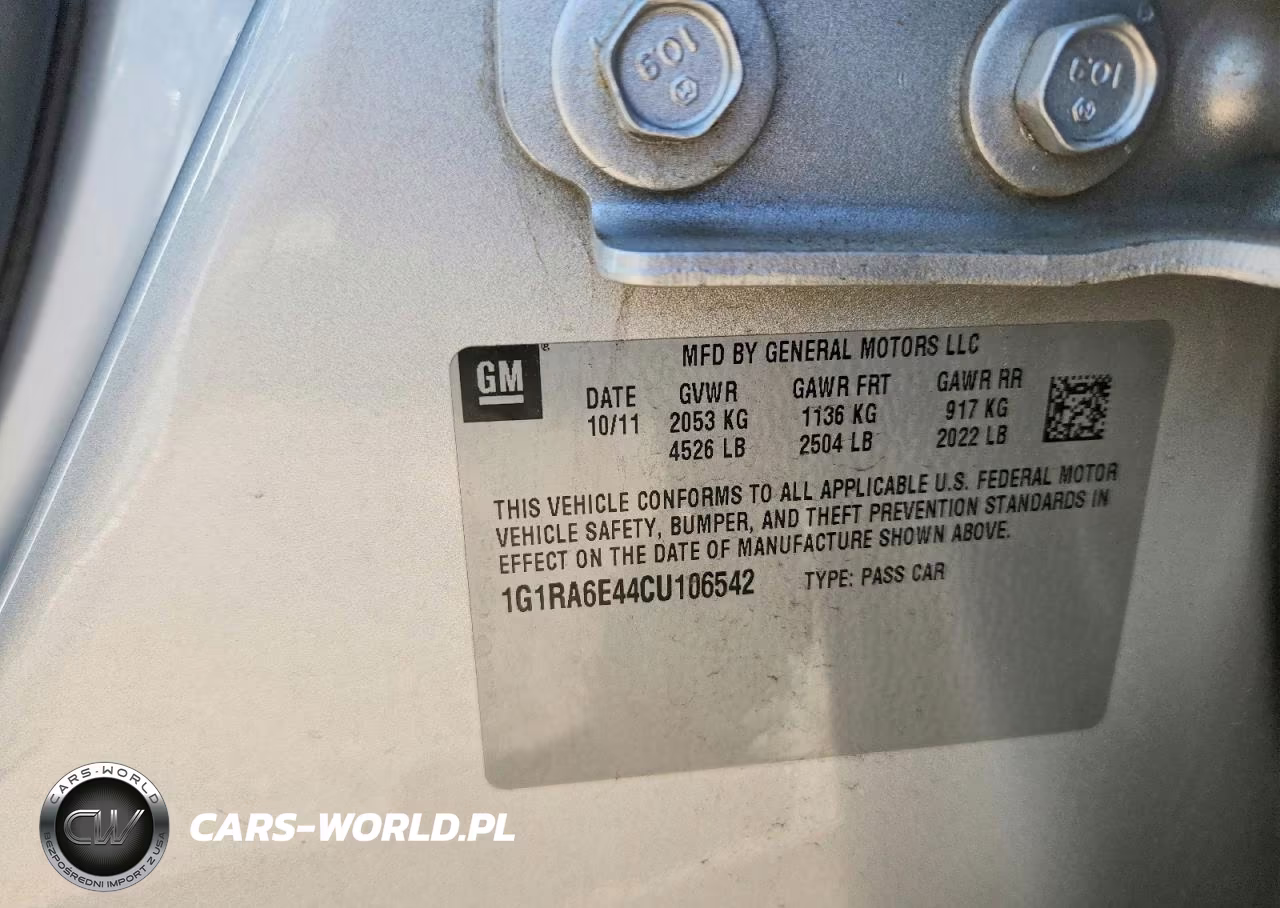 2012 Chevrolet Volt VIN:1G1RA6E44CU106542 - 12