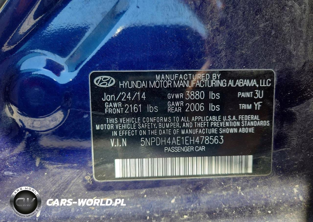2014 Hyundai Elantra Limited VIN:5NPDH4AE1EH478563 - 12