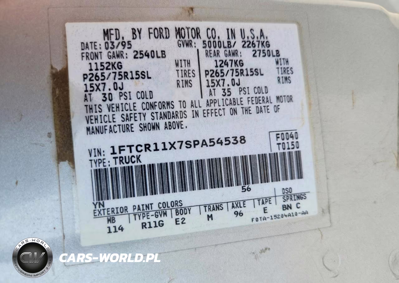 1995 Ford Ranger VIN:1FTCR11X7SPA54538 - 12