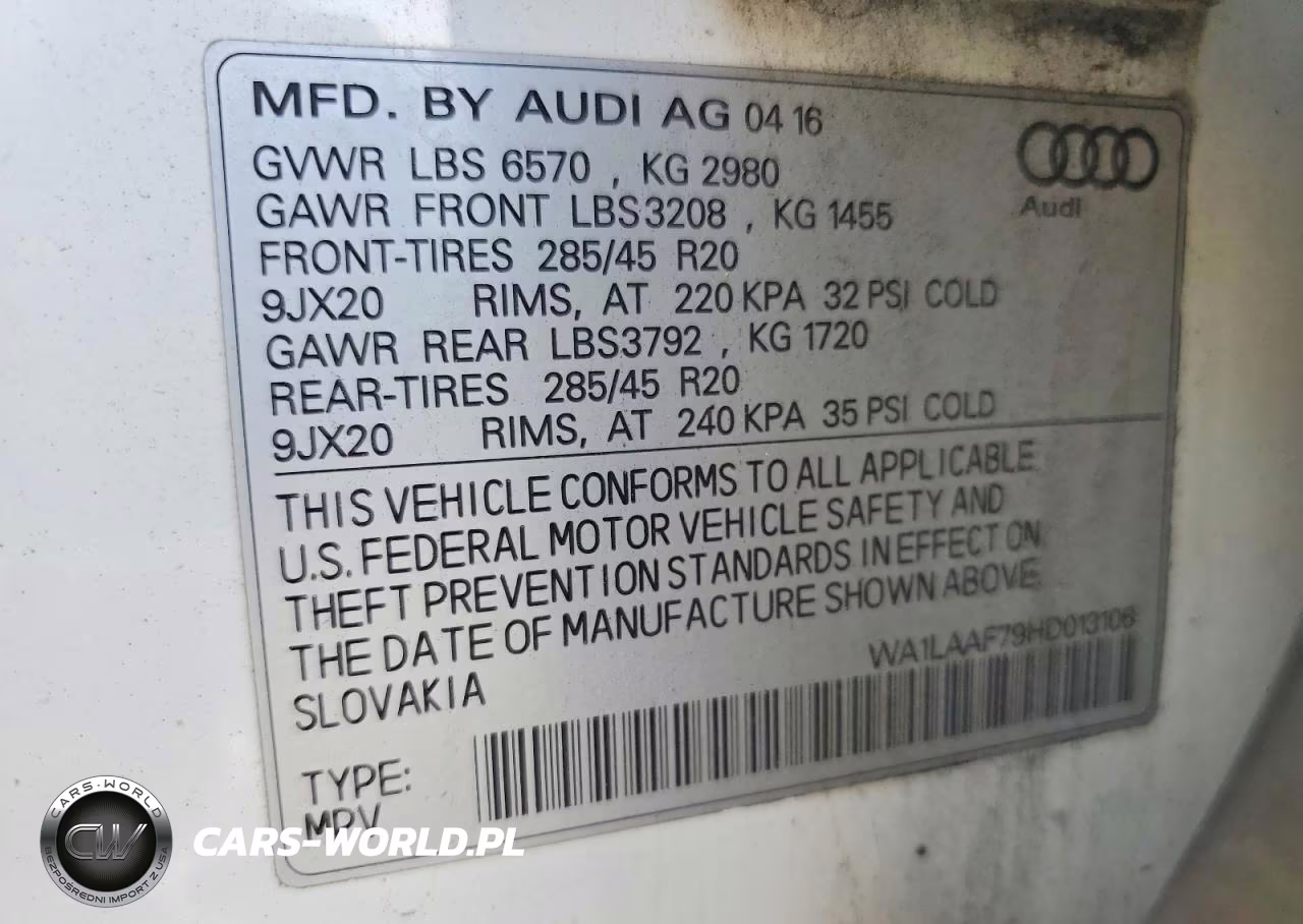2017 Audi Q7 Premium Plus VIN:WA1LAAF79HD013106 - 13
