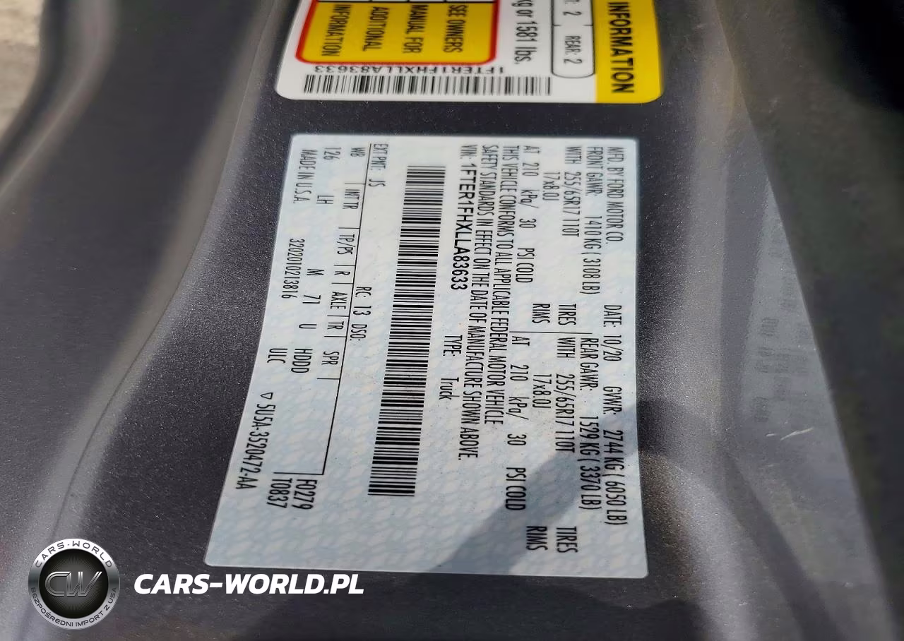 2020 Ford Ranger Xl VIN:1FTER1FHXLLA83633 - 13