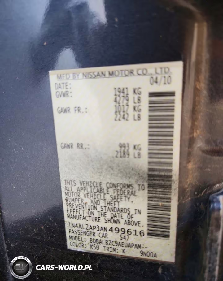 2010 Nissan Altima 2.5 VIN:1N4AL2AP3AN499616 - 12