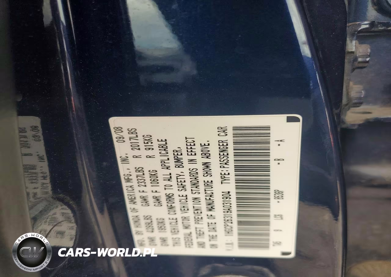 2009 Honda Accord Lx VIN:1HGCP26319A031904 - 13