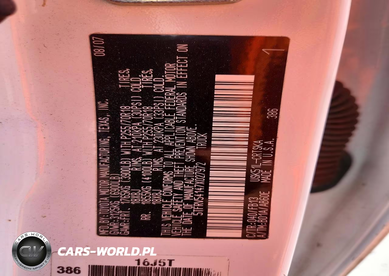 2007 Toyota Tundra VIN:5TFRV54147X027972 - 13