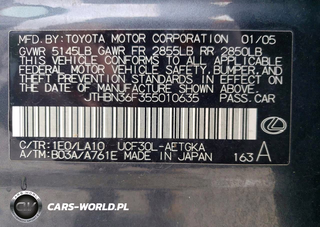 2005 Lexus Ls 430 VIN:JTHBN36F355010635 - 12