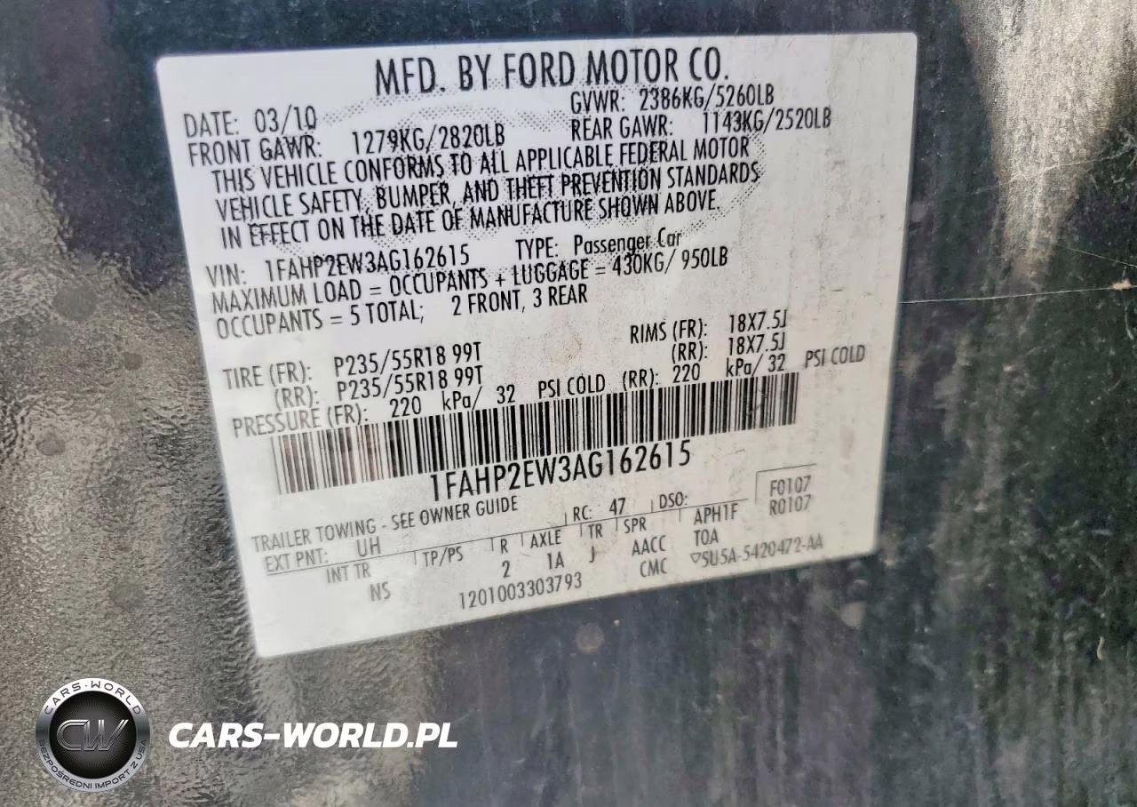 2010 Ford Taurus Sel VIN:1FAHP2EW3AG162615 - 12