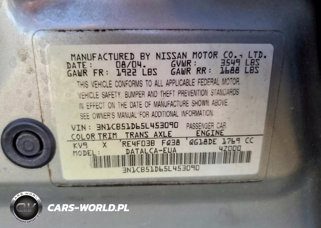 2005 Nissan Sentra 1.8 VIN:3N1CB51D65L453090 - 12
