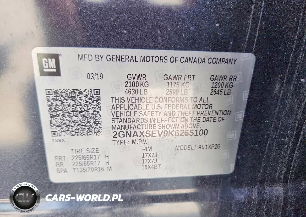 2019 Chevrolet Equinox Ls VIN:2GNAXSEV9K6265100 - 13