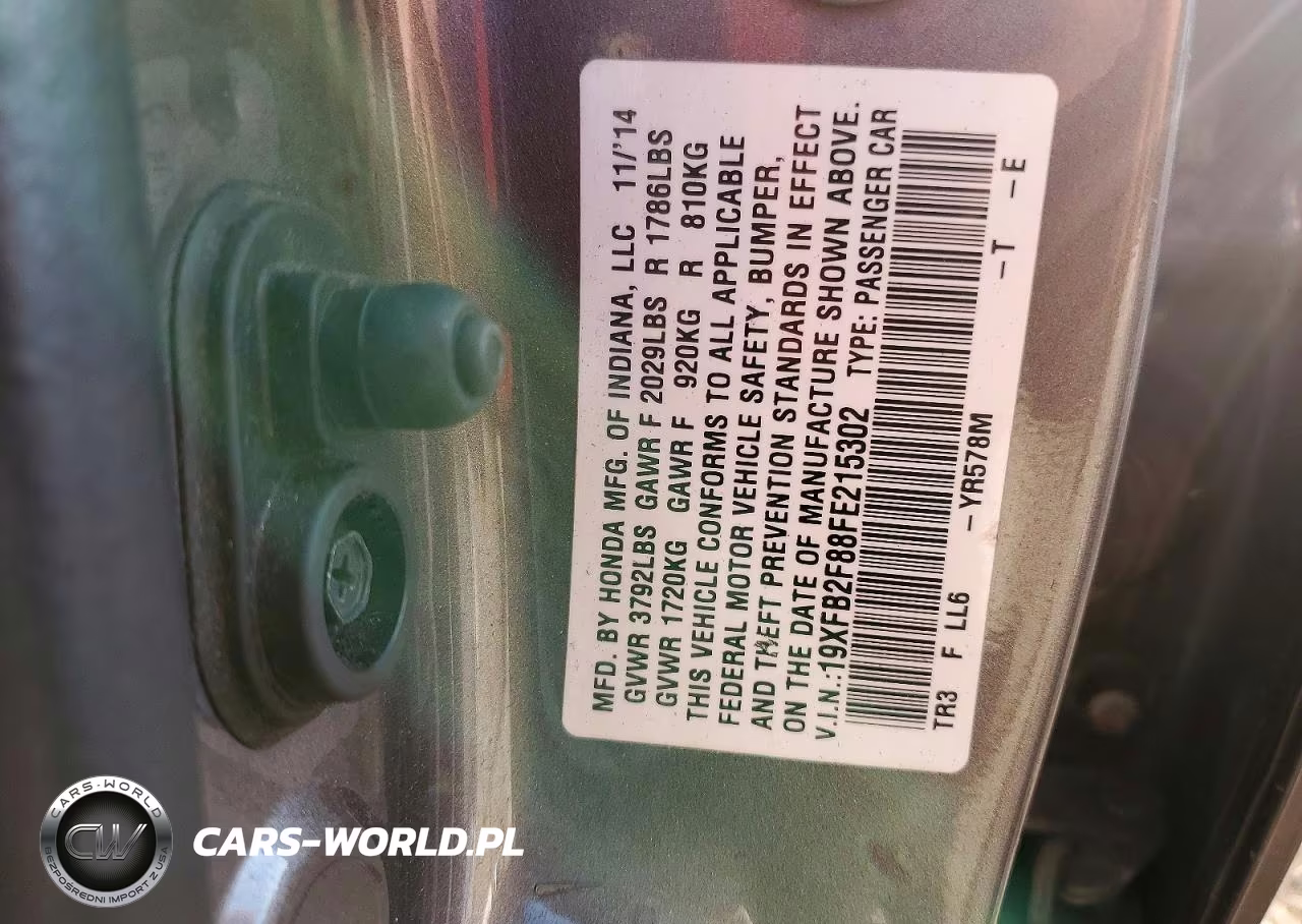 2015 Honda Civic Ex VIN:19XFB2F88FE215302 - 12