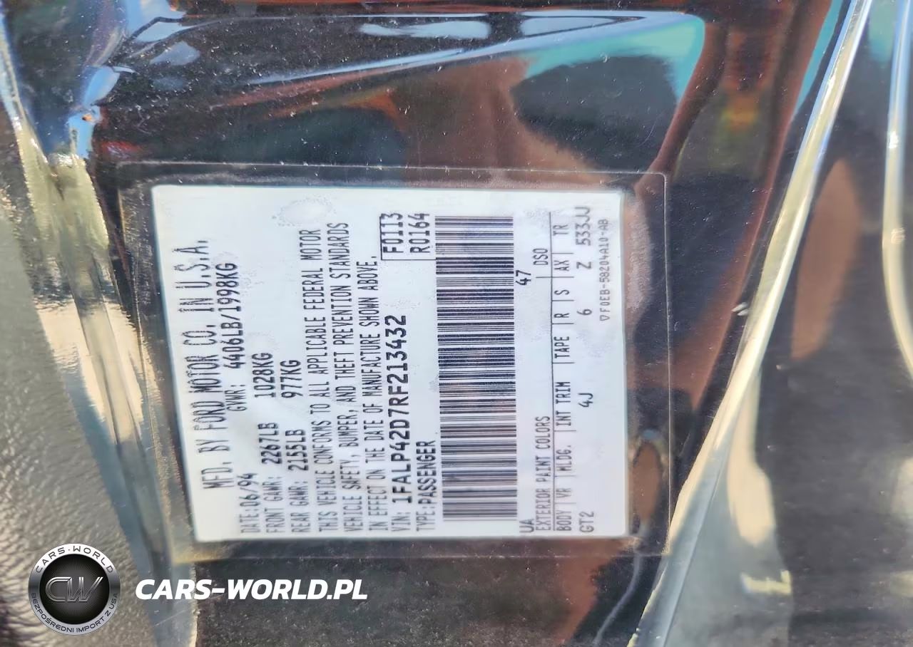 1994 Ford Mustang Cobra VIN:1FALP42D7RF213432 - 12