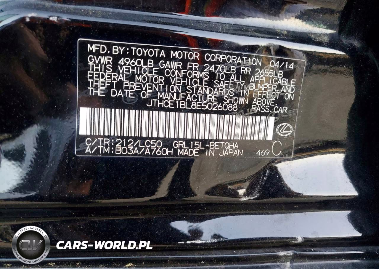 2014 Lexus Gs 350 VIN:JTHCE1BL8E5026088 - 12