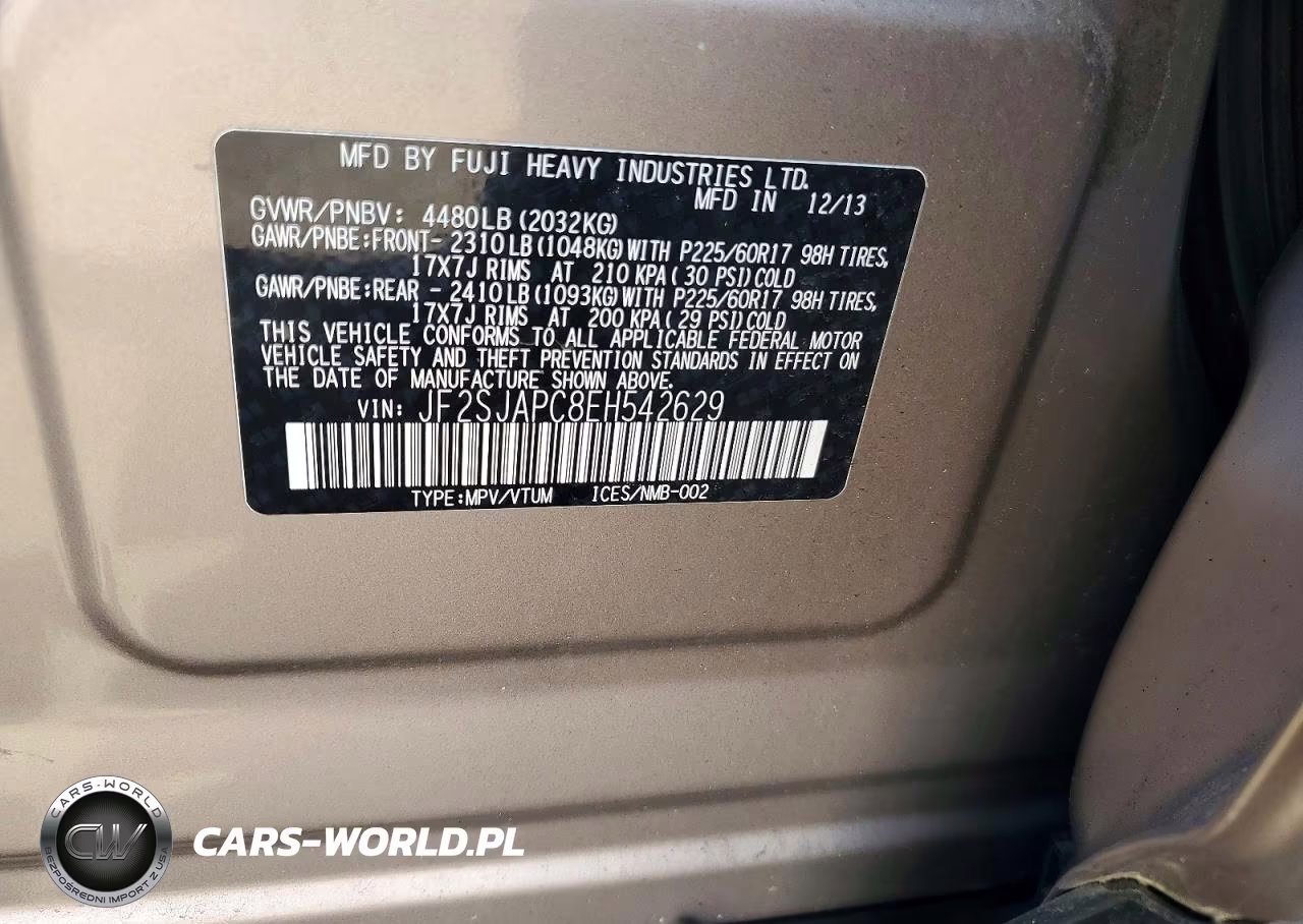 2014 Subaru Forester 2.5I Touring VIN:JF2SJAPC8EH542629 - 12