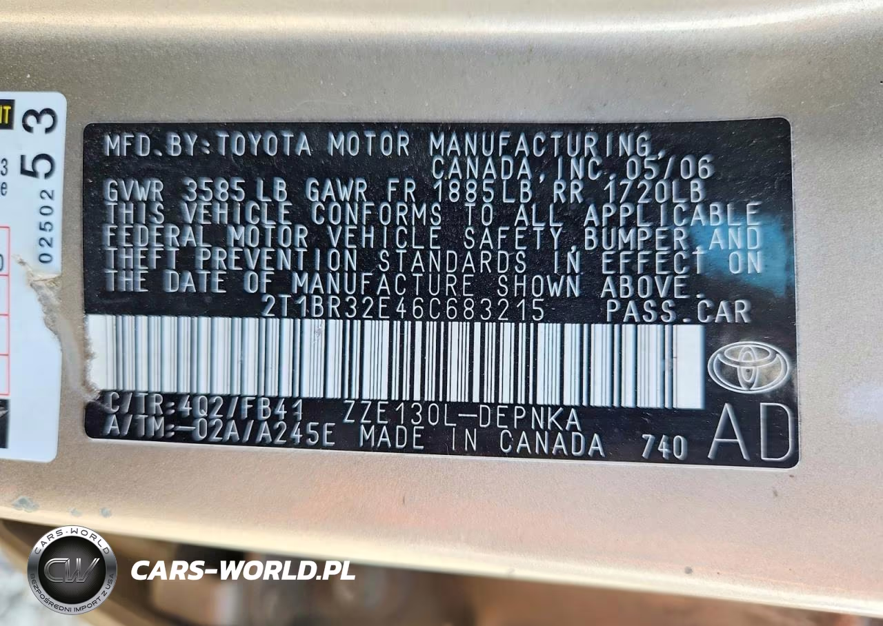 2006 Toyota Corolla Le VIN:2T1BR32E46C683215 - 12