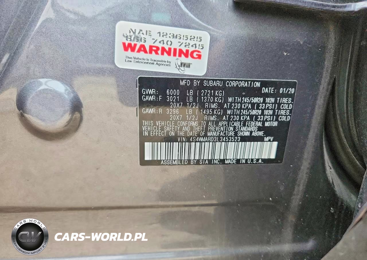 2020 Subaru Ascent Touring VIN:4S4WMARD3L3453523 - 14