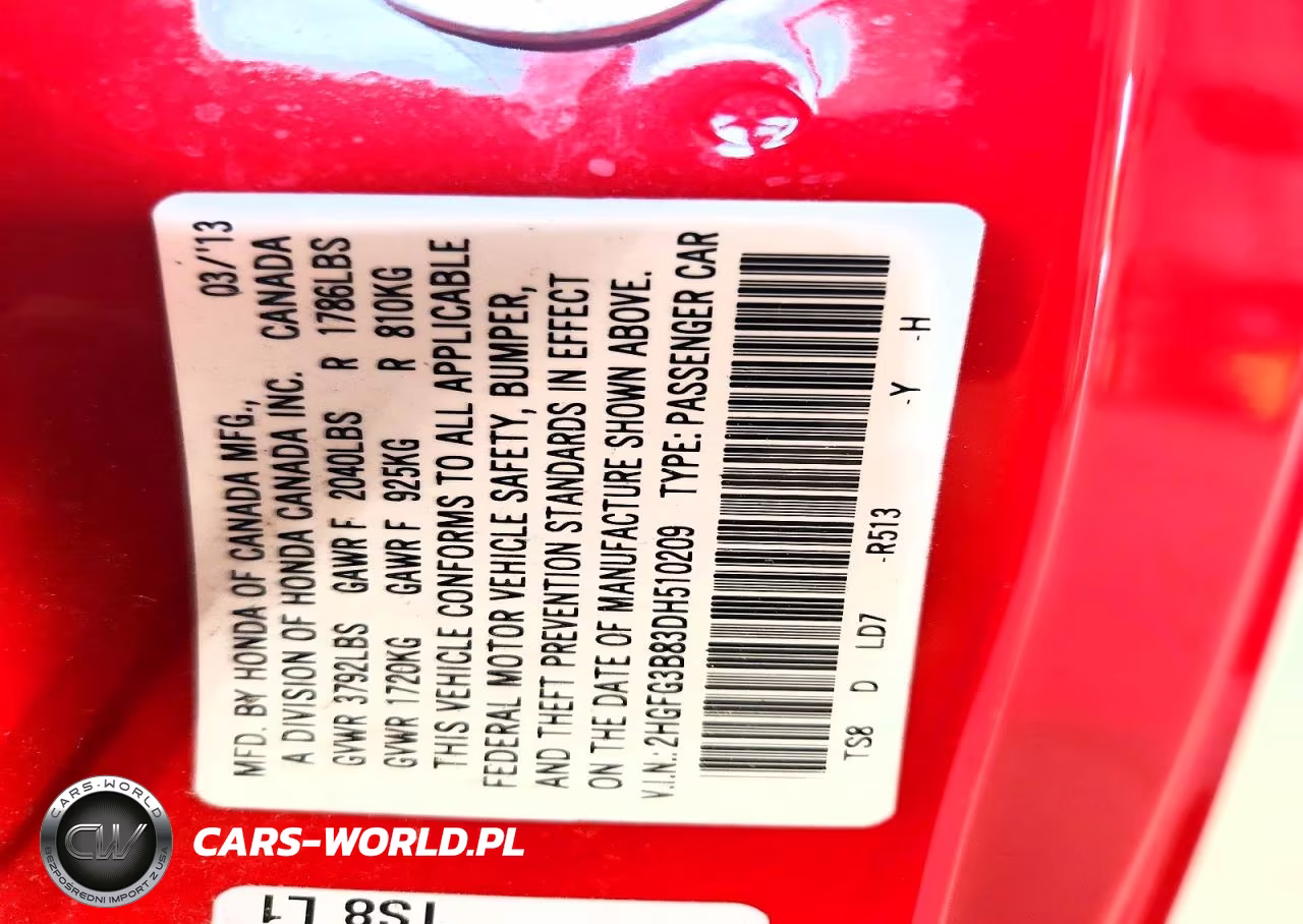2013 Honda Civic Ex VIN:2HGFG3B83DH510209 - 13
