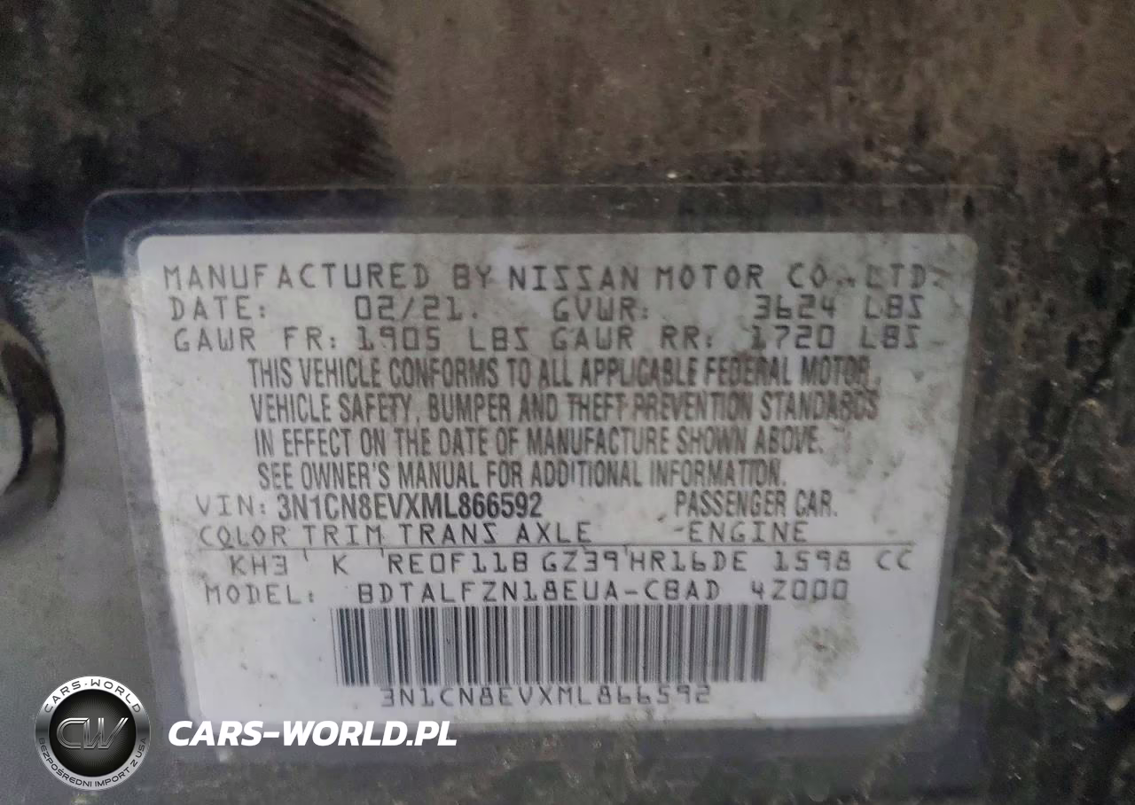 2021 Nissan Versa Sv VIN:3N1CN8EVXML866592 - 12