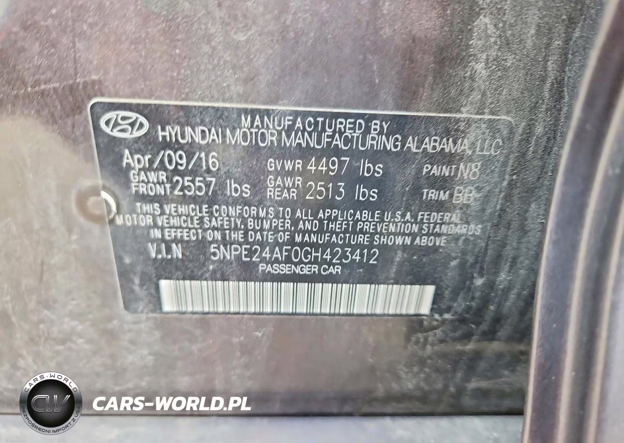 2016 Hyundai Sonata Se VIN:5NPE24AF0GH423412 - 12