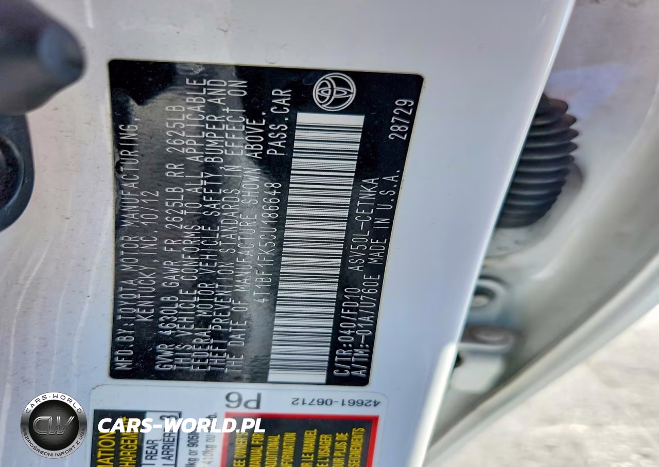2012 Toyota Camry Le VIN:4T1BF1FK5CU186648 - 13