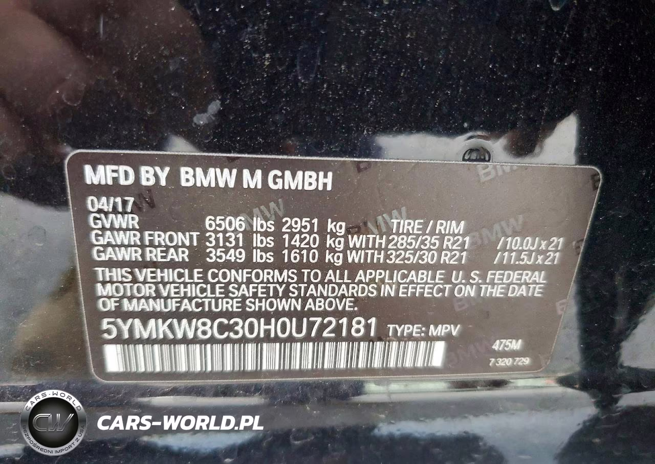 2017 BMW X6 M VIN:5YMKW8C30H0U72181 - 13