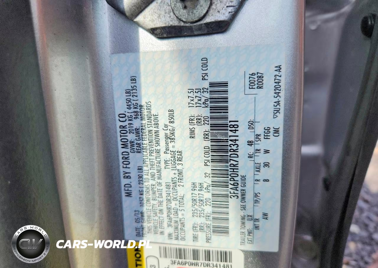 2013 Ford Fusion Se VIN:3FA6P0HR7DR341481 - 12
