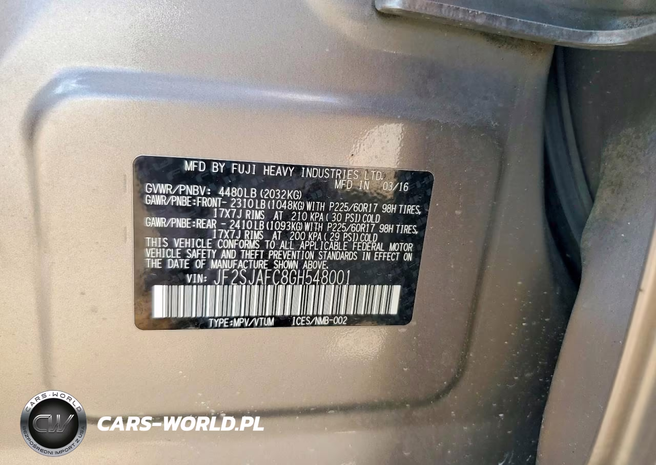 2016 Subaru Forester 2.5I Premium VIN:JF2SJAFC8GH548001 - 12