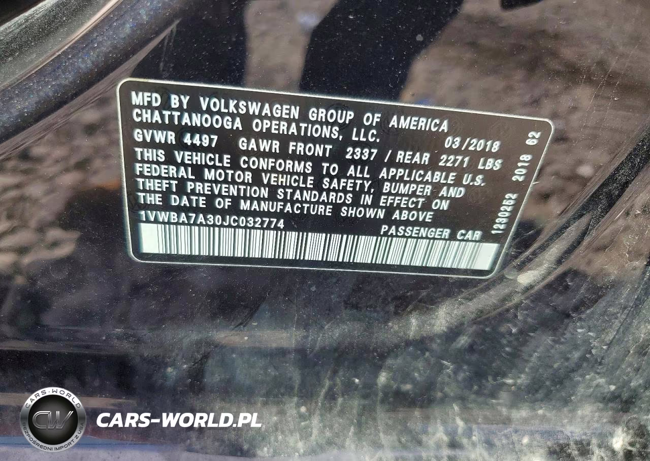 2018 Volkswagen Passat Se VIN:1VWBA7A30JC032774 - 12