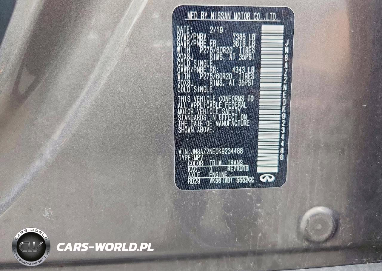 2019 Infiniti Qx80 Luxe VIN:JN8AZ2NE0K9234488 - 14