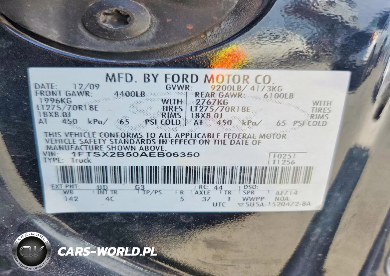 2010 Ford F250 Super Duty VIN:1FTSX2B50AEB06350 - 12
