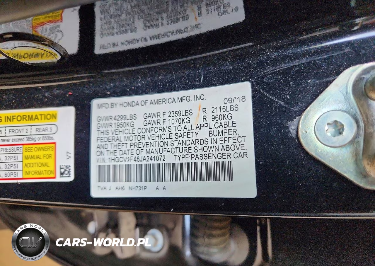 2018 Honda Accord Ex VIN:1HGCV1F46JA241072 - 13