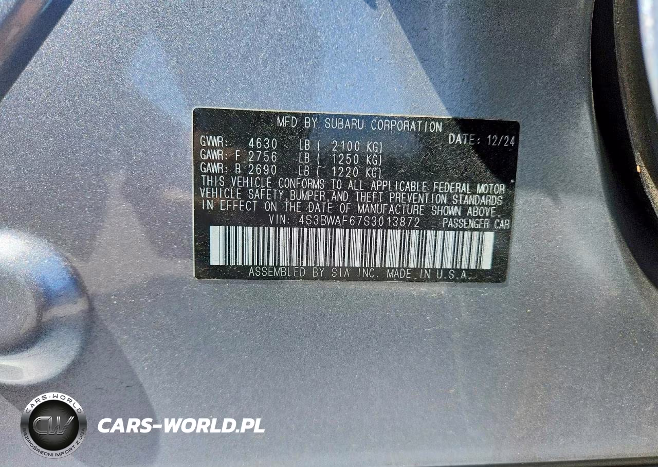 2025 Subaru Legacy Premium VIN:4S3BWAF67S3013872 - 12