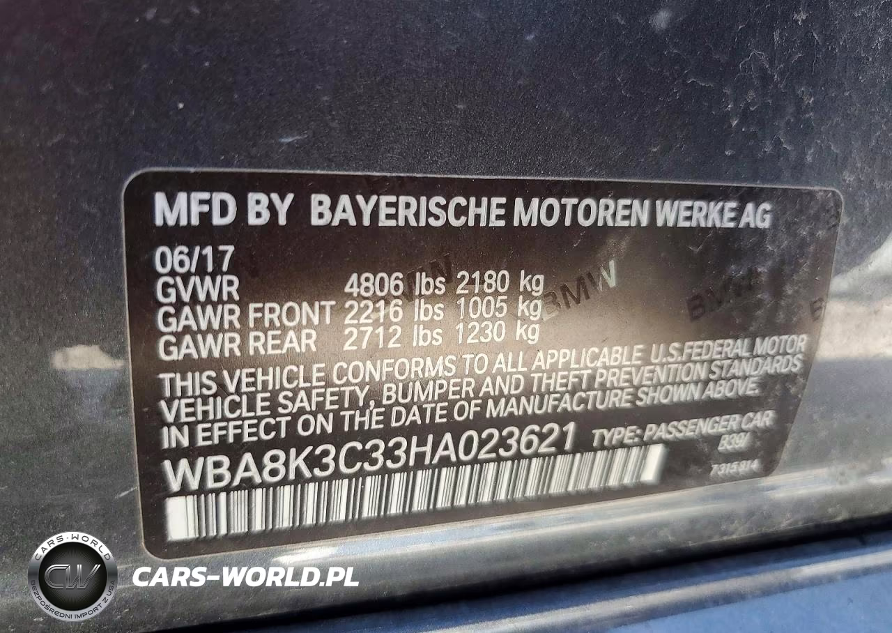 2017 BMW 330 Xi VIN:WBA8K3C33HA023621 - 12