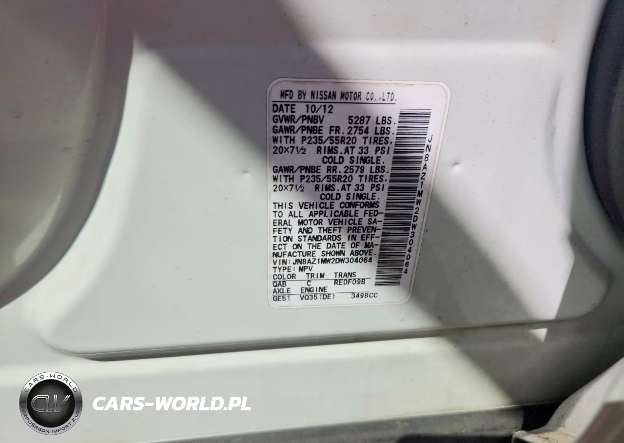 2013 Nissan Murano S VIN:JN8AZ1MW2DW304064 - 13