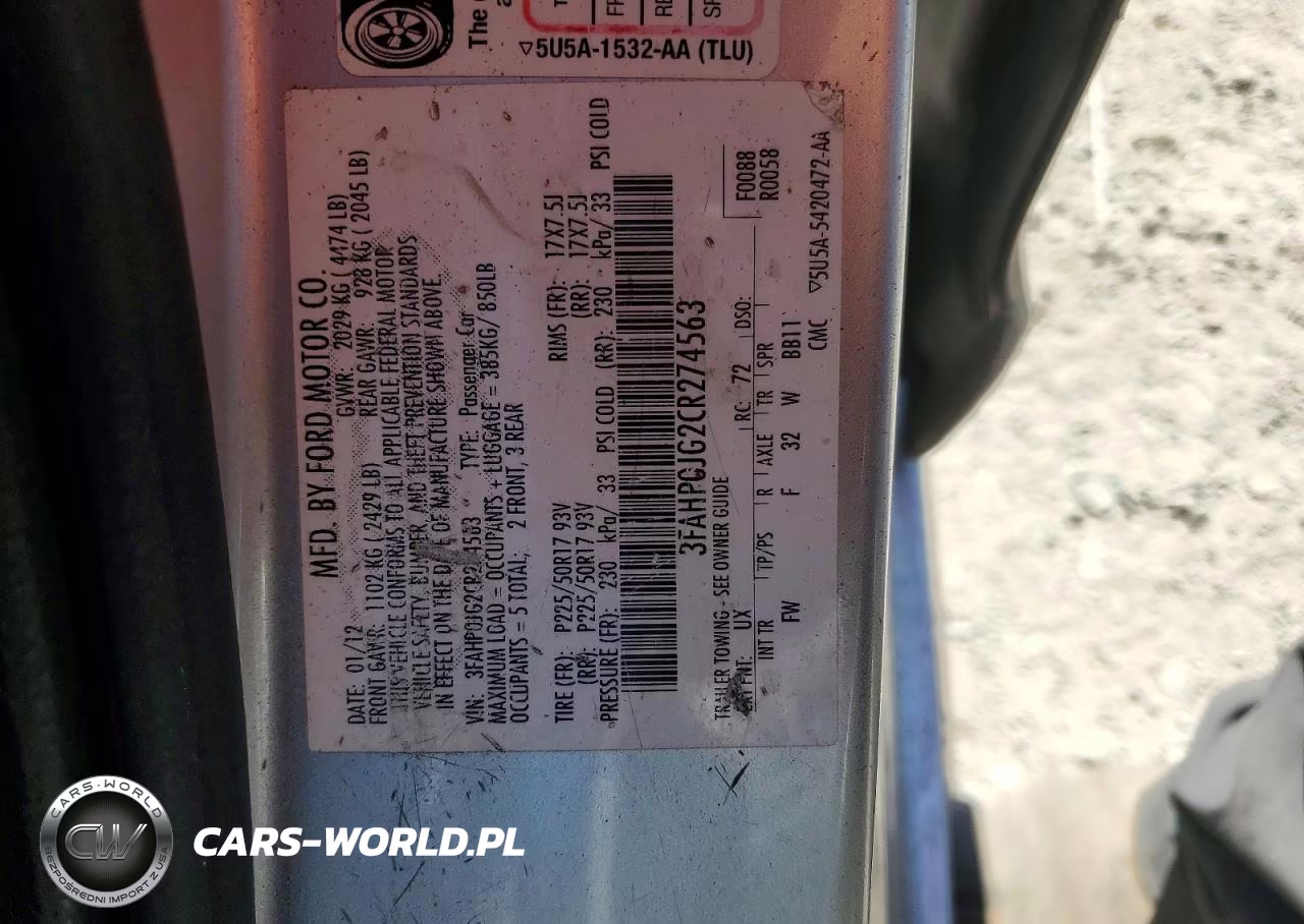 2012 Ford Fusion Sel VIN:3FAHP0JG2CR274563 - 12