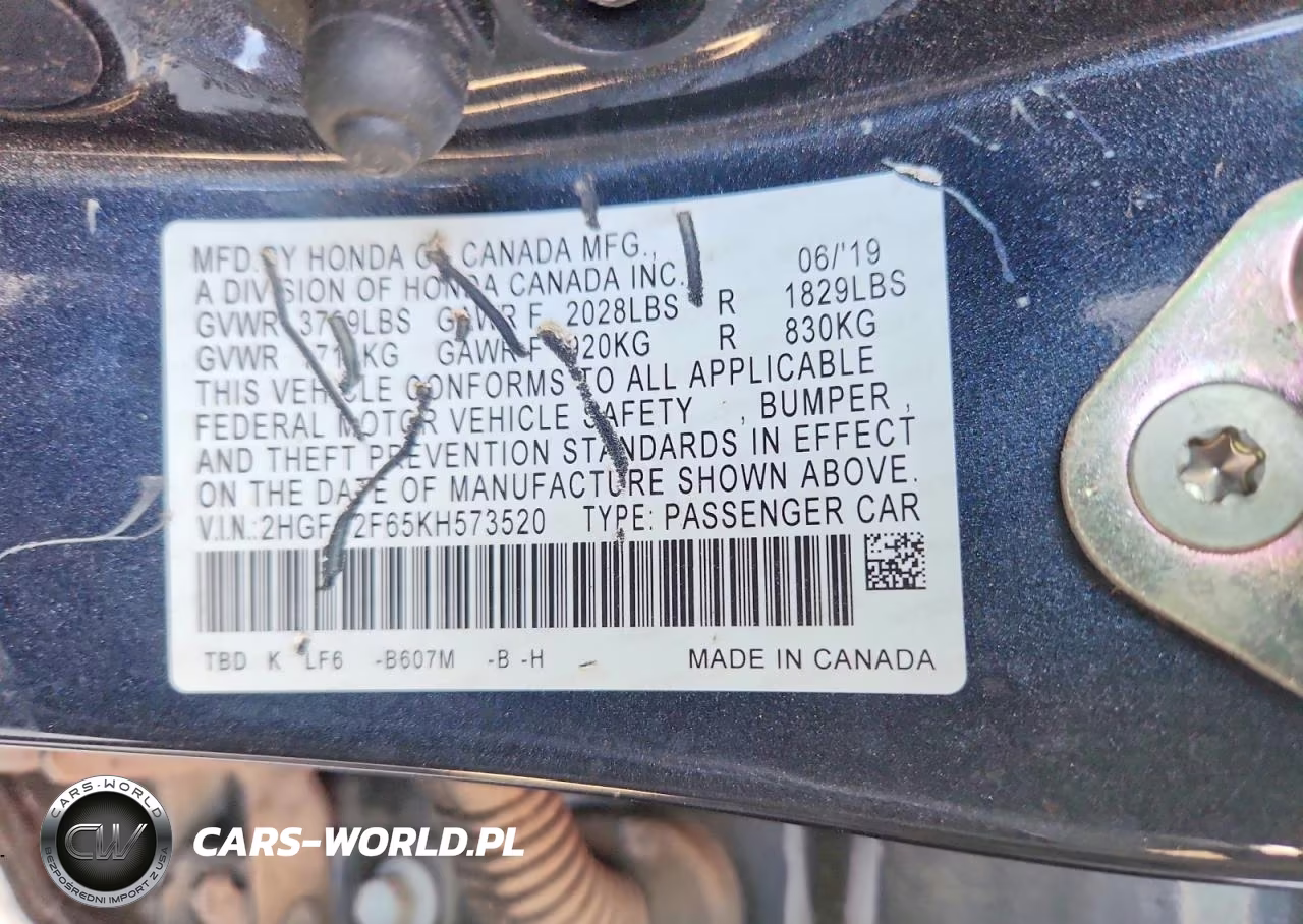 2019 Honda Civic Lx VIN:2HGFC2F65KH573520 - 12