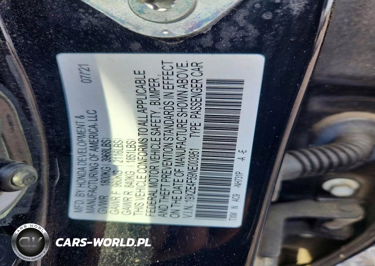 2022 Honda Insight Ex VIN:19XZE4F59NE003951 - 12
