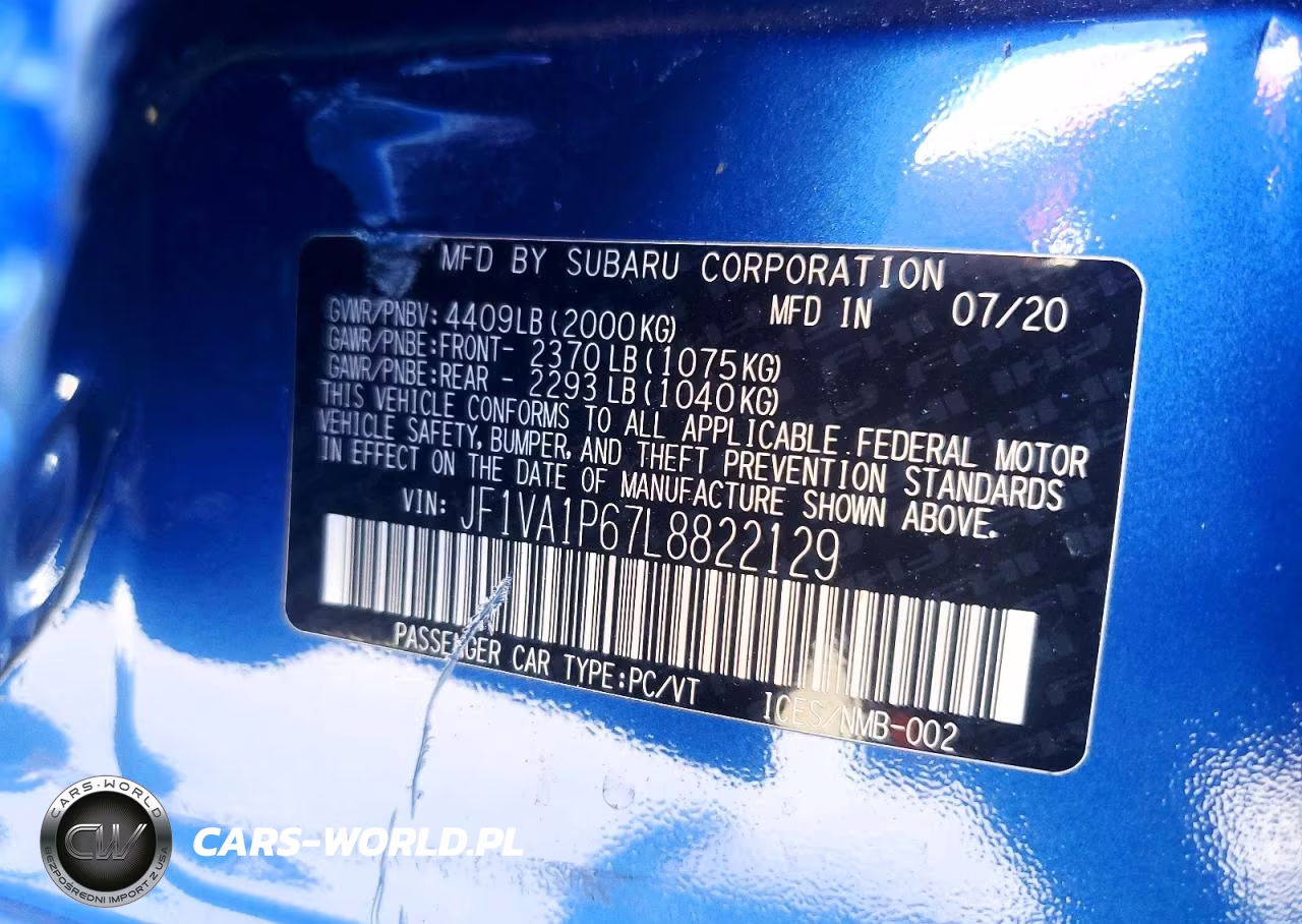 2020 Subaru Wrx Limited VIN:JF1VA1P67L8822129 - 12