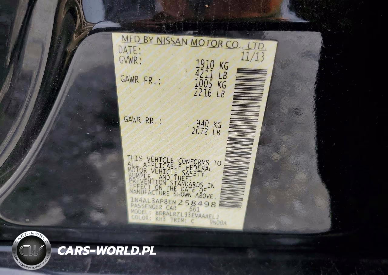 2014 Nissan Altima 2.5 S VIN:1N4AL3AP8EN258498 - 12