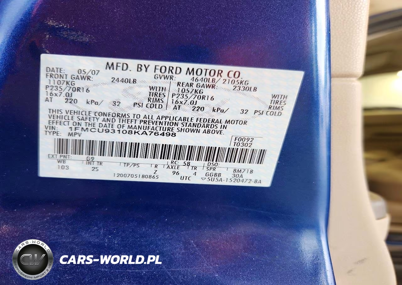 2008 Ford Escape Xlt VIN:1FMCU93108KA76498 - 13
