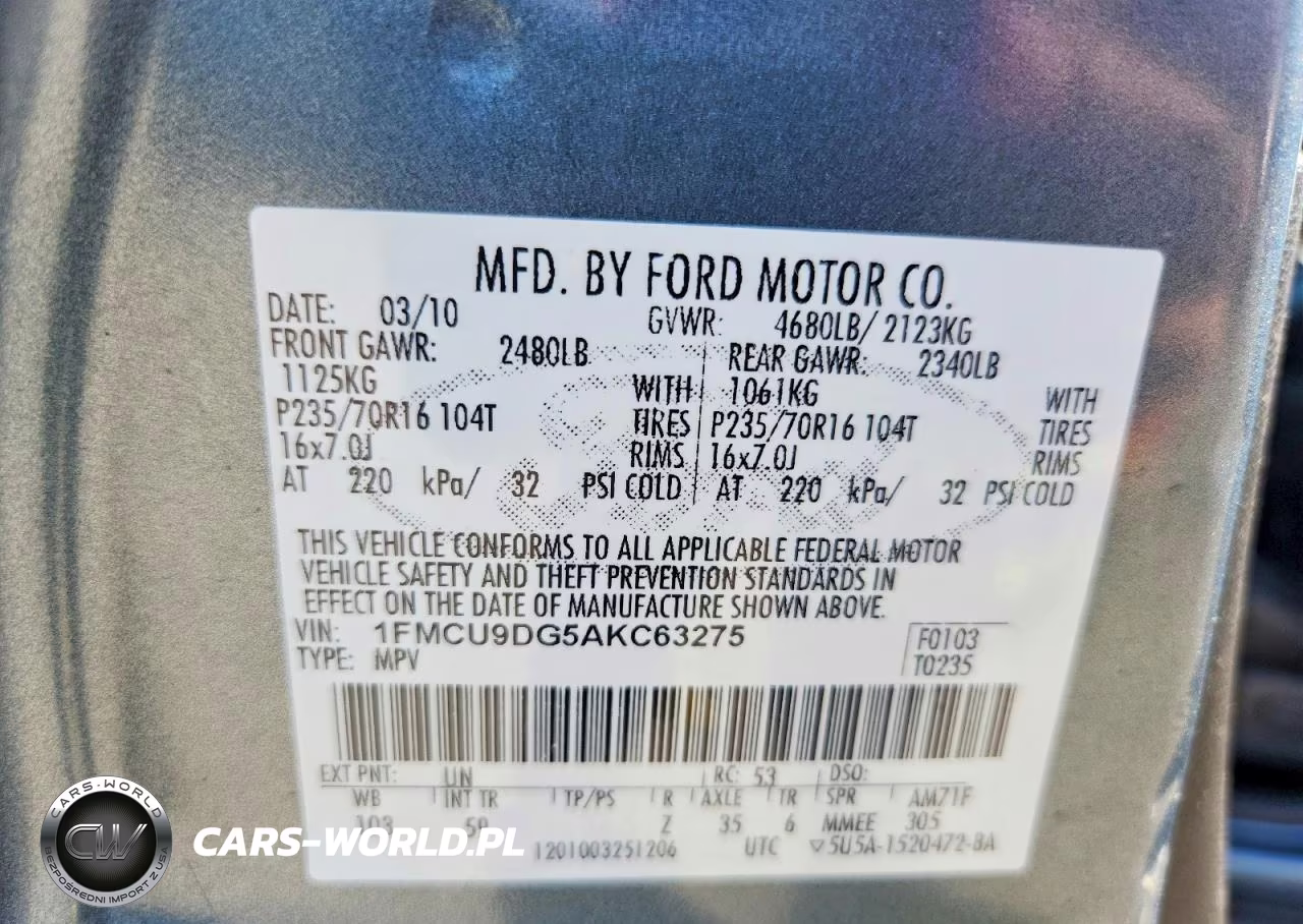 2010 Ford Escape Xlt VIN:1FMCU9DG5AKC63275 - 13