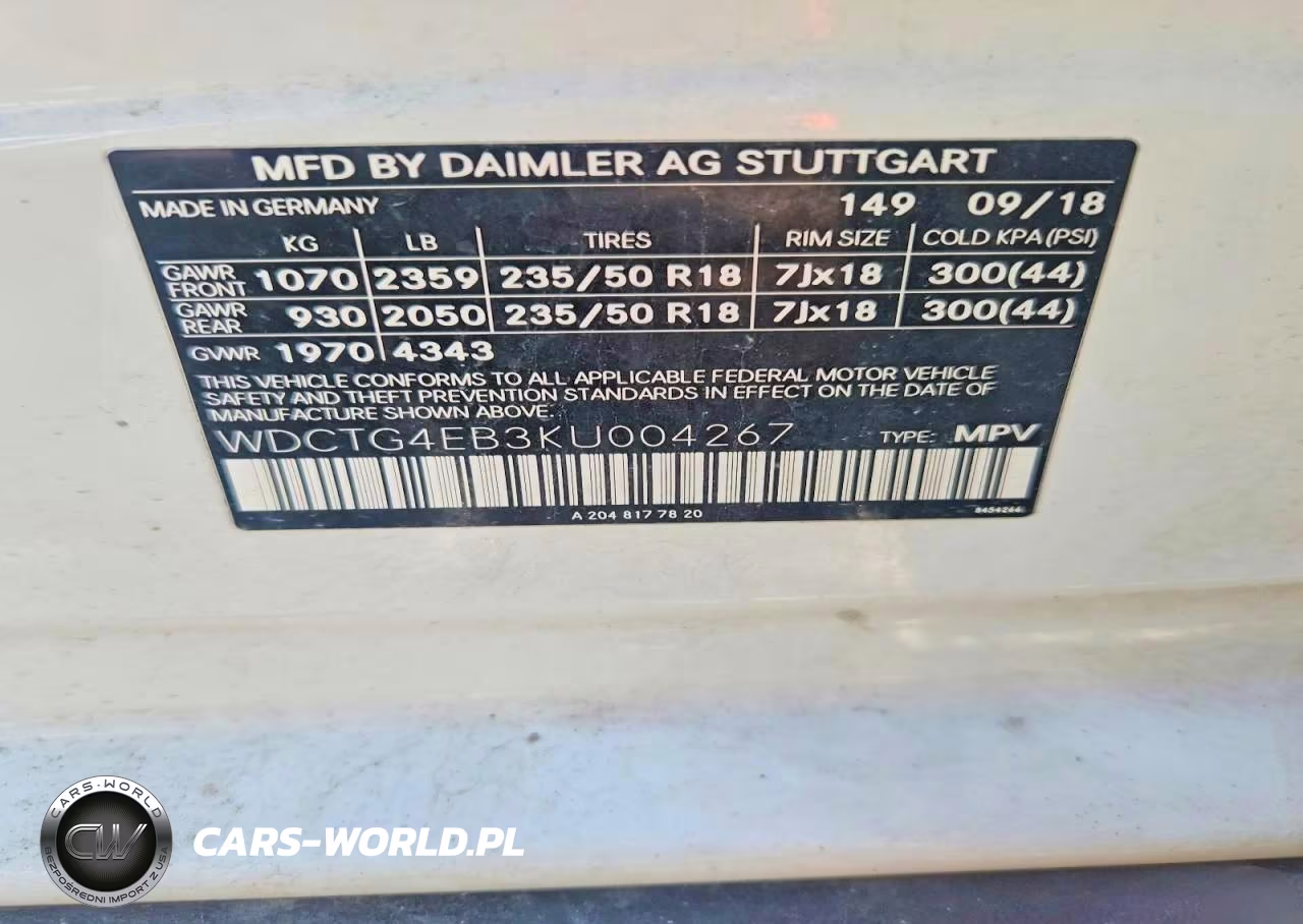 2019 Mercedes-Benz Gla 250 VIN:WDCTG4EB3KU004267 - 13