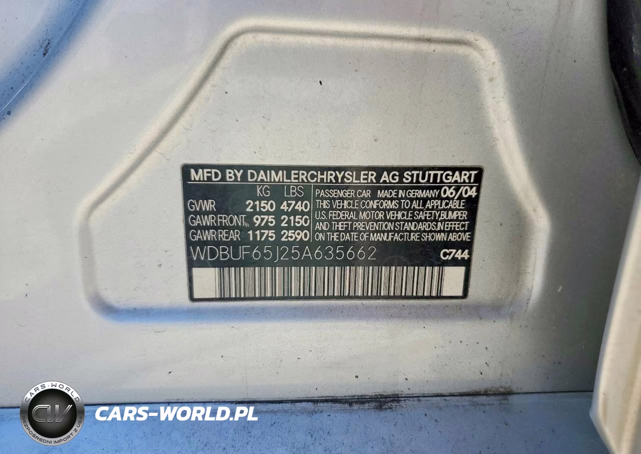 2005 Mercedes-Benz E 320 VIN:WDBUF65J25A635662 - 12