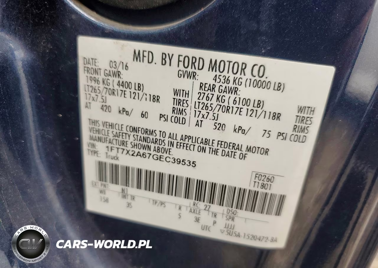 2016 Ford F250 Super Duty VIN:1FT7X2A67GEC39535 - 12