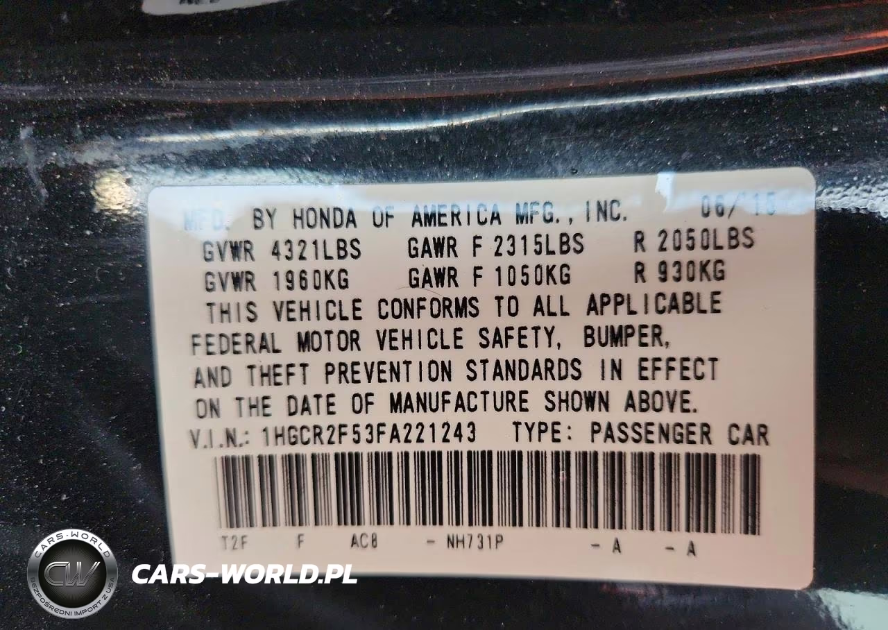 2015 Honda Accord Sport VIN:1HGCR2F53FA221243 - 12