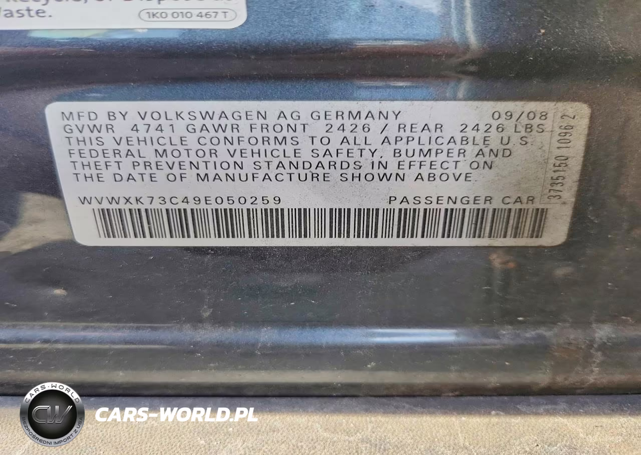2009 Volkswagen Passat Wagon Turbo VIN:WVWXK73C49E050259 - 13