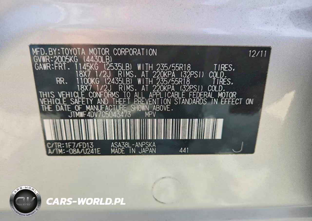 2012 Toyota Rav4 Sport VIN:JTMWF4DV7C5043473 - 14