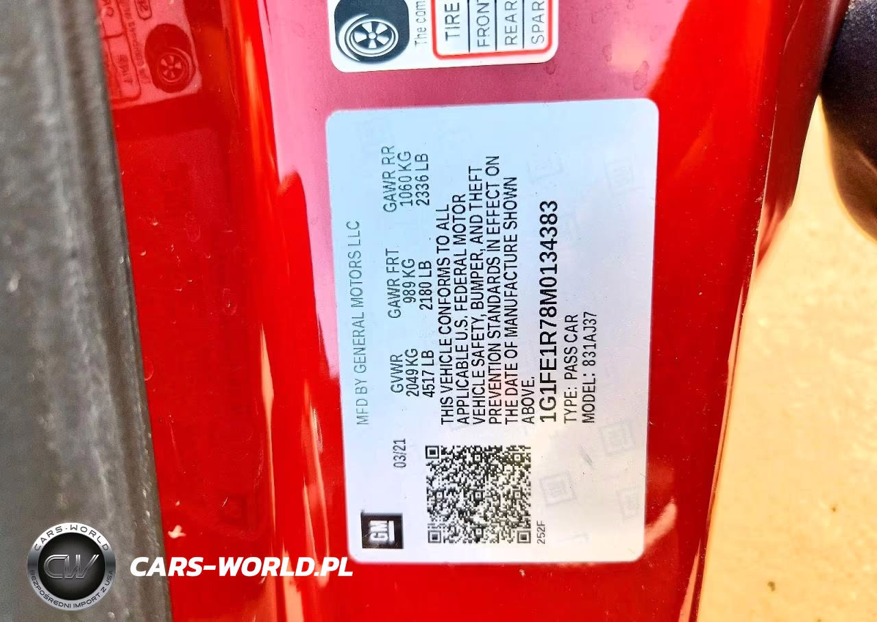 2021 Chevrolet Camaro Lz VIN:1G1FE1R78M0134383 - 12